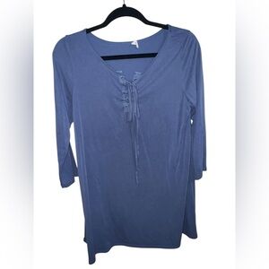 Pink Blush Blue Lace Up Maternity Nursing Top M